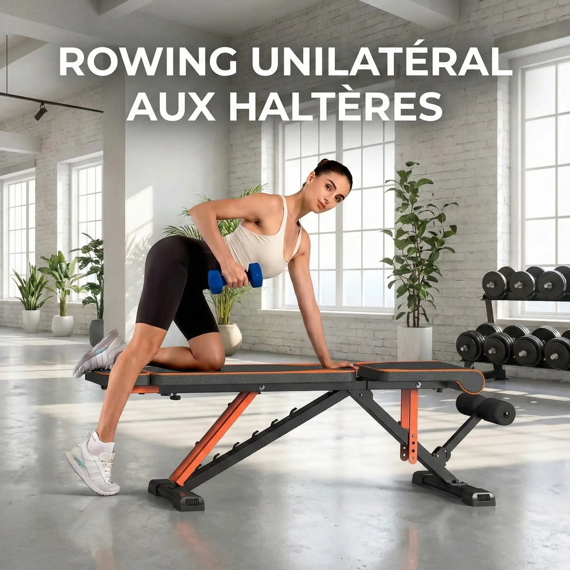 banc de musculation pro fit femme fait exercice 