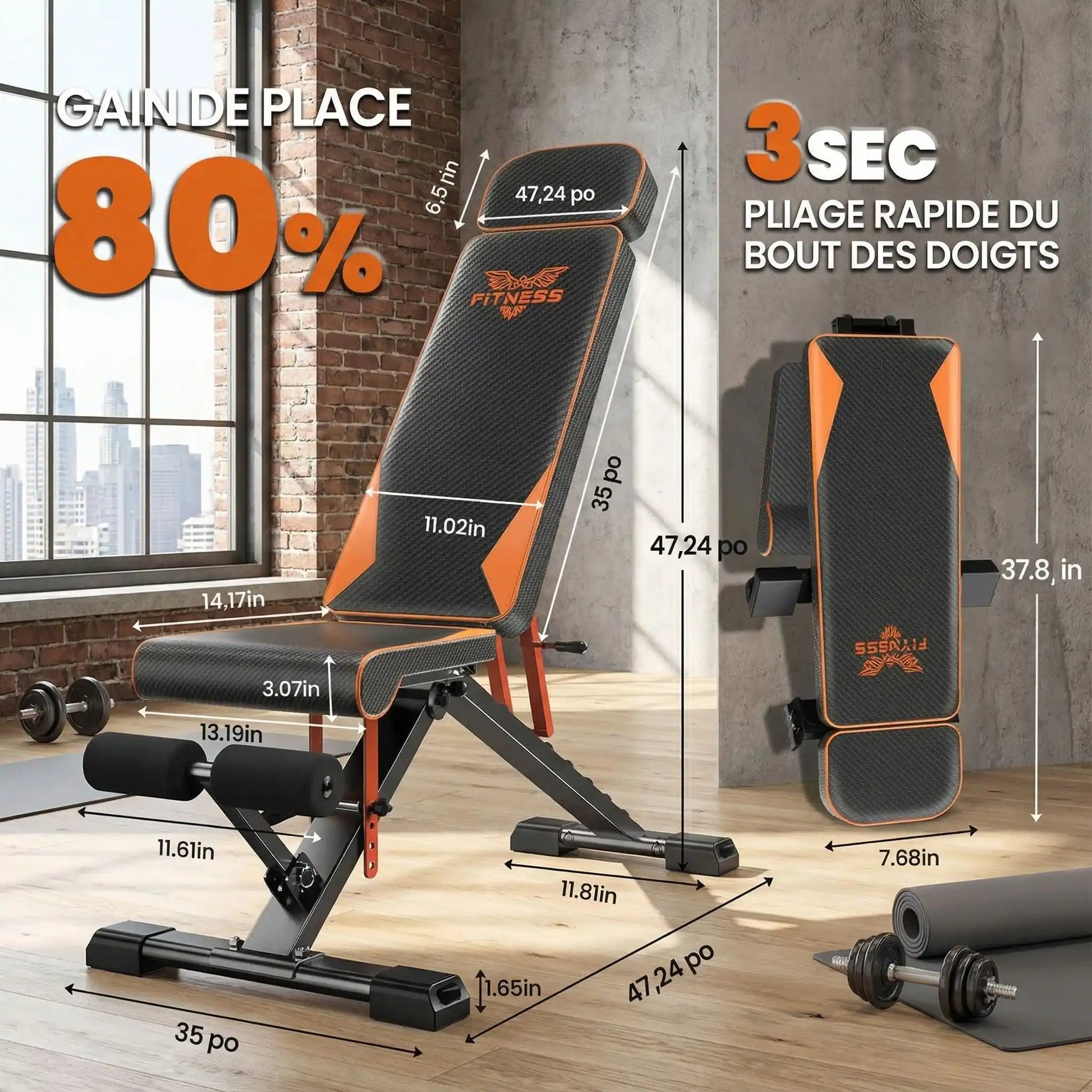 banc de musculation pro fit pliable 