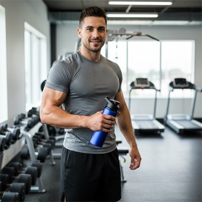 gourde isotherme elegance thermic bleu homme salle de gym 