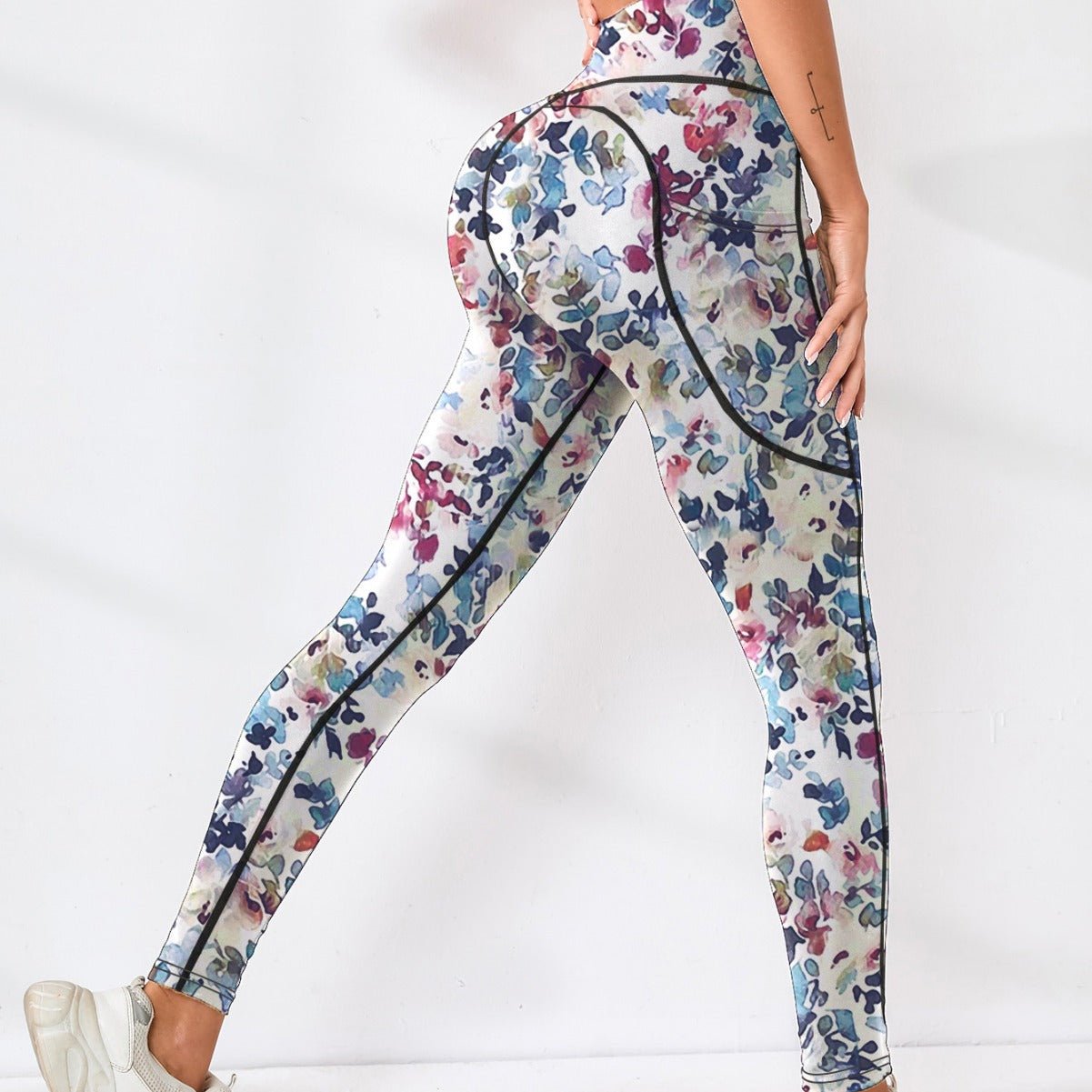 legging sport femme motif floral fitbloom vue dos