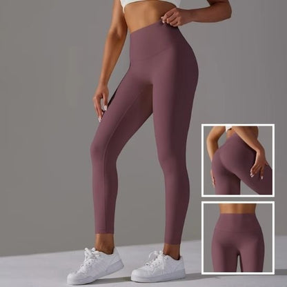 legging sport femme respirant performance mauve images descriptives