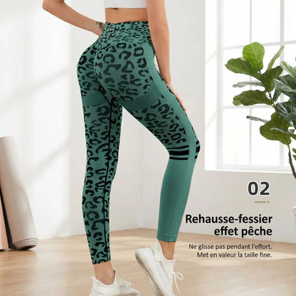 legging sport femme taille haute animal print vue dos