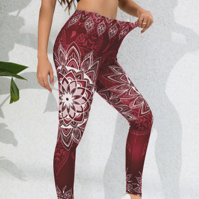 legging sport lotus flow rouge montre elasticite