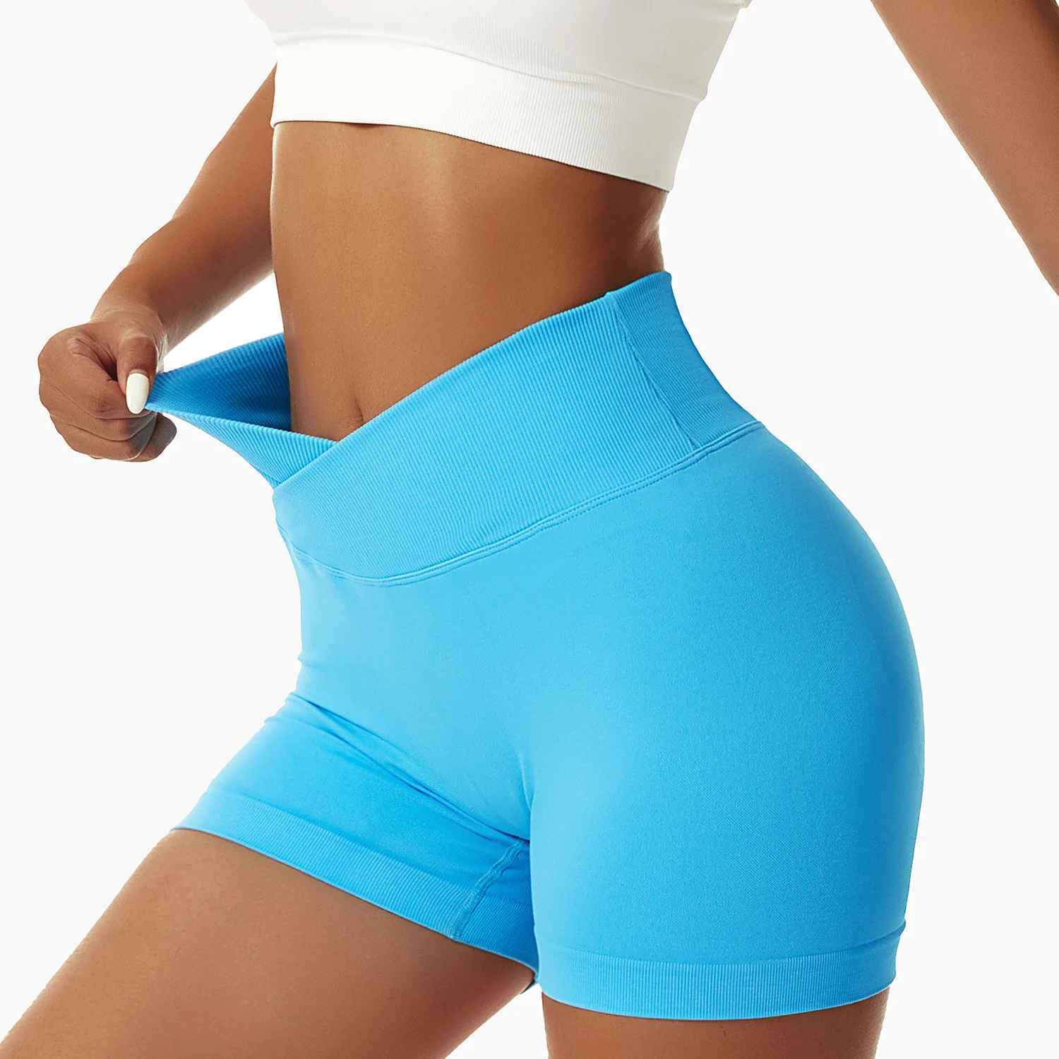 short sport femme gym fit elastique 