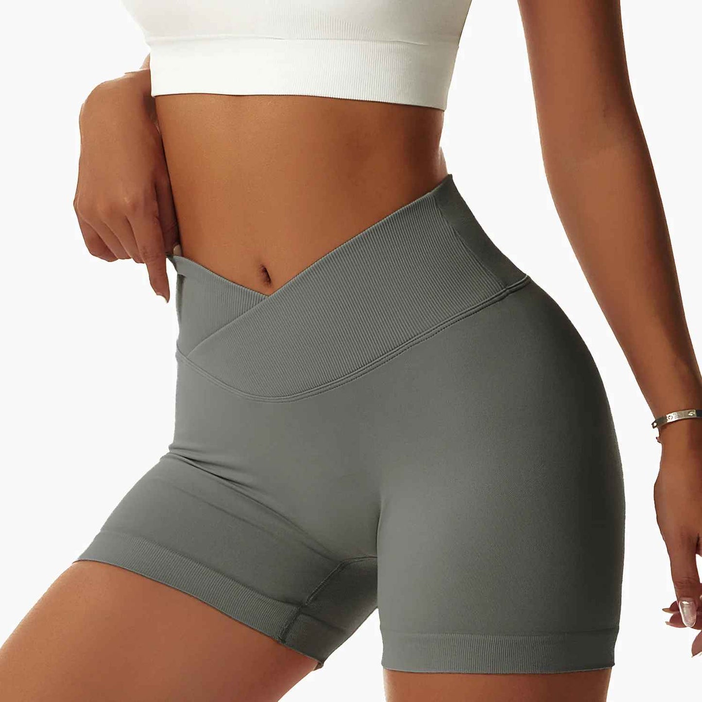 short sport femme gym fit gris