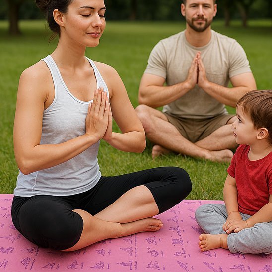 tapis yoga zenitude bebe parents meditent 